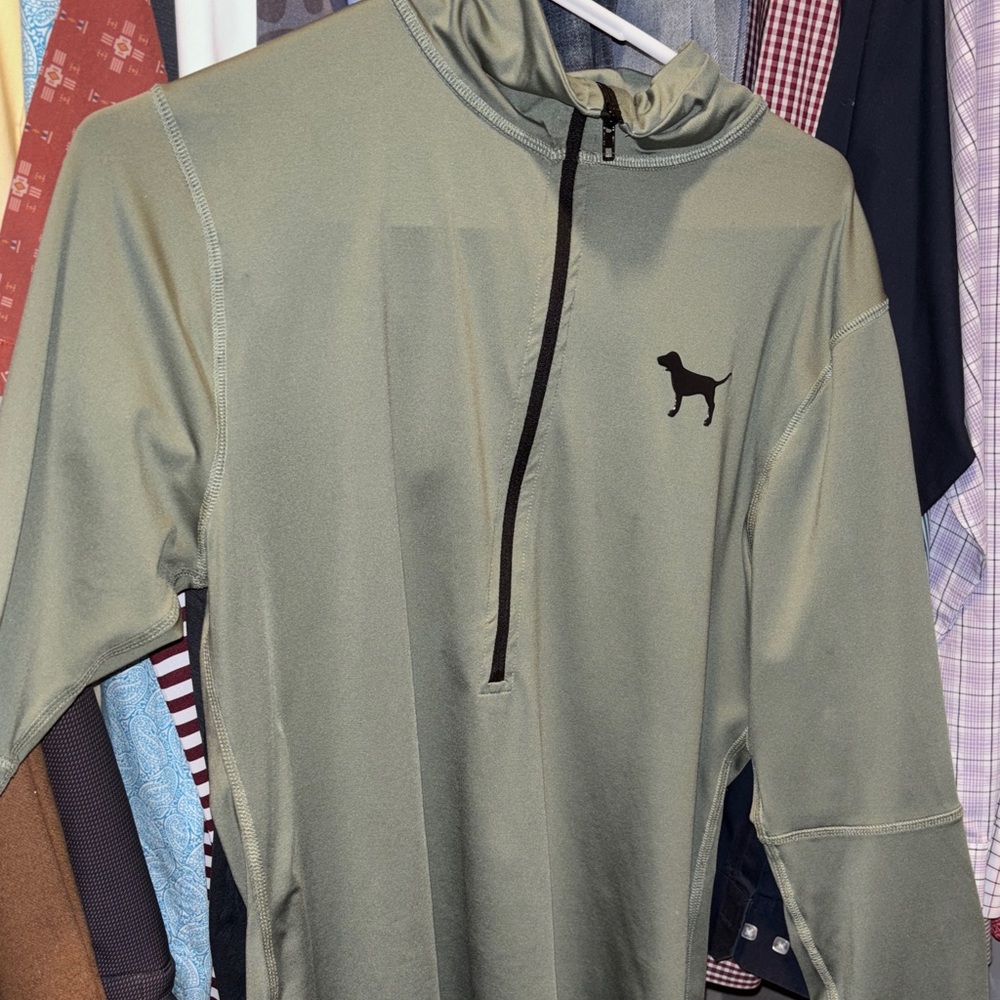 Olive Green Quarter-Zip Pullover with Dog Logo